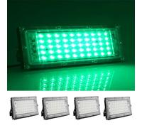 MODOAO Lot de 4 projecteurs d'extérieur 50 W 4800 lm LED vert étanche IP66 pour cour, jardin, garage, pelouse, cour