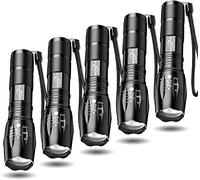 MODOAO - Pack de 5 Lampe torche - Lampe de poche LED super lumineuse avec 5 modes - Zoomable et étanche - Pour camping et activités de plein air