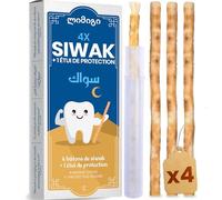 MODOGO 4 Bâtons de Siwak + 1 Étui de Protection - سواك Miswak Brosse à Dents - 100% Naturel - Vegan