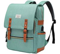 MODOKER Sac à dos vintage pour ordinateur portable pour femme et homme, sac à dos scolaire avec port de charge USB, sac à dos tendance pour ordinateur portable 15,6 pouces, Vert