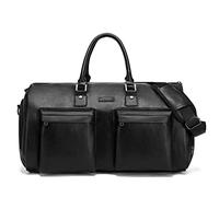 Modoker Sac à vêtements Convertible en Cuir, Sac à vêtements pour Voyage, Sac de Voyage imperméable, Cadeau pour Homme, Femme, Affaires - Valise à Suspendre 2 en 1, Sac de Voyage, Noir