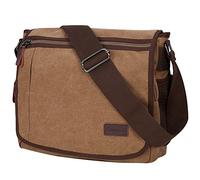 MODOKER Sac Messenger pour Homme, Sacs pour Ordinateur Portable 13 Pouces, Sac à Bandoulière en Toile avec Poche pour Bouteille, Marron