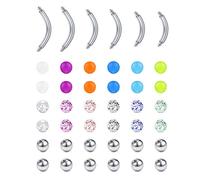 MODRSA 16G Boules et Haltères de Remplacement pour Piercing Sourcil, Arcade, Nombril, Rook, Daith 6-10MM - Banane Paillettes Lumineuses en Acier Inoxydable 3MM