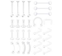 MODRSA Anneau de septum transparent 18 g, 16 g, 14 g, anneaux de retenue pour le travail, la chirurgie, le cartilage, le tragus, l'hélix, le lobe, les boucles d'oreilles en plastique pour la langue,