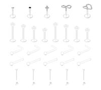 MODRSA Barres Labiales Transparentes Percage Discrèt 20G Stud Nez L Acrylique pour Hélix Tragus École Travail