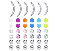 MODRSA Boules et Haltères de Remplacement pour Piercing Sourcil, Arcade, Nombril, Rook, Daith 10-14MM - Banane Paillettes Lumineuses en Acier Inoxydable 5MM 16G 14G