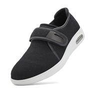 MODRYER Chaussures de Marche Extra Larges pour Femmes diabétiques, Baskets à Coussin d'air, Respirantes et orthopédiques, pour Les Pieds œdémateux et gonflés avec Soutien,Black- 40 EU