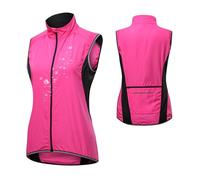 MODRYER Gilet De Cyclisme Réfléchissant pour Femme Léger Respirant sans Manches Coupe-Vent Softshell Gilet De Course Imperméable Gilet Thermique De Vélo,Pink-L