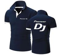 MODRYER Polo À Manches Courtes pour Homme pour Pioneer DJ Été Séchage Rapide pour DJ Professionnel Respirant Évacuant L'humidité pour Golf Gym Sport,Blue-L
