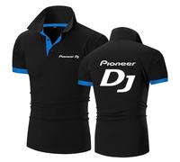 MODRYER Polo À Manches Courtes pour Homme pour Pioneer DJ Été Séchage Rapide pour DJ Professionnel Respirant Évacuant L'humidité pour Golf Gym Sport,Black-XL