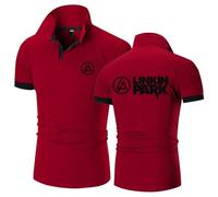MODRYER Polo Homme pour Linkin Park Sports T-Shirt À Manches Courtes Polos De Golf Décontractés Élégants Chemises À Col Athlétique T-Shirts D'été Évacuant L'humidité,Red-M
