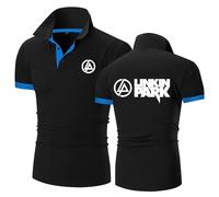 MODRYER Polo Homme pour Linkin Park Sports T-Shirt À Manches Courtes Polos De Golf Décontractés Élégants Chemises À Col Athlétique T-Shirts D'été Évacuant L'humidité,Black-XL