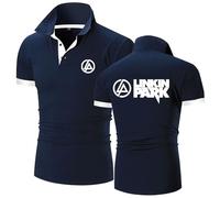 MODRYER Polo Homme pour Linkin Park Sports T-Shirt À Manches Courtes Polos De Golf Décontractés Élégants Chemises À Col Athlétique T-Shirts D'été Évacuant L'humidité,Blue-L