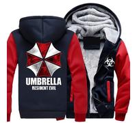 MODRYER Sweat À Capuche Homme pour Resident Polaire Chaud Épaisse Veste Zippé Sweatshirt À Capuche pour Evil Hiver Hoodie Jacket pour Umbrella Pull A Capuche,Red-L