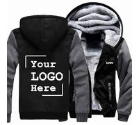 MODRYER Sweat À Capuche Polaire Homme Veste d'hiver Personnalisée Sweat-Shirt Zippé À Manches Longues Manteau Thermique Épais À Capuche Imprimé,Black grey-3x_l