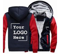 MODRYER Sweat À Capuche Polaire Homme Veste d'hiver Personnalisée Sweat-Shirt Zippé À Manches Longues Manteau Thermique Épais À Capuche Imprimé,Red-4x_l