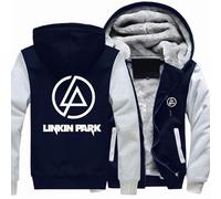 MODRYER Sweat À Capuche Polaire pour Homme pour Linkin Park Vestes d'hiver Zippées Vêtements D'extérieur Thermiques Épais Vestes Polaires Décontractées Manteaux Chauds Coupe-Vent,Navy blue-4XL