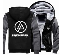 MODRYER Sweat À Capuche Polaire pour Homme pour Linkin Park Vestes d'hiver Zippées Vêtements D'extérieur Thermiques Épais Vestes Polaires Décontractées Manteaux Chauds Coupe-Vent,Black grey-5XL