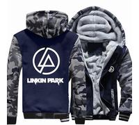 MODRYER Sweat À Capuche Polaire pour Homme pour Linkin Park Vestes d'hiver Zippées Vêtements D'extérieur Thermiques Épais Vestes Polaires Décontractées Manteaux Chauds Coupe-Vent,Grey-M