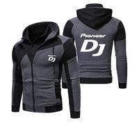 MODRYER Sweat À Capuche Polaire pour Hommes pour Pioneer DJ Sweat-Shirts À Capuche Entièrement Zippés Vestes pour Pro DJ Haut À Capuche Décontracté Épais Chaud avec Poches,Grey-L