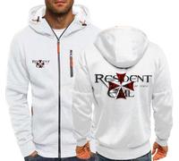 MODRYER Sweat À Capuche pour Homme pour Resident Zip Up Vestes Imprimées Sweats Décontractés pour Evil Unisexe en Cours D'exécution Manteau À Capuche pour Umbrella Pullover Pull,White-4XL