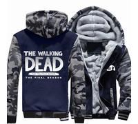 MODRYER Sweat À Capuche pour Homme pour Walking Dead Veste Polaire d'hiver Pull À Capuche Sweat-Shirts À Capuche Zippés Manteau Doux Et Chaud pour Hommes,Grey-L