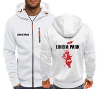 MODRYER Sweat À Capuche Zippé pour Homme pour Linkin Park Slim Fit Pullover Sweatshirt Vestes À Capuche Décontractées Veste De Course Légère À Manches Longues À Capuche,White-XL