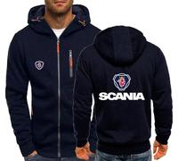 MODRYER Sweat À Capuche Zippé pour Homme pour Scania Veste Sweat-Shirt Légère Unisexe Adolescent Adulte Pull À Capuche À Manches Longues Sweat-Shirt Vêtements De Sport avec Poches,Navy Blue-XXL