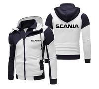 MODRYER Sweat-Shirt À Capuche Polaire pour Scania pour Homme Pull À Capuche Chaud Et Confortable Adultes Adolescents Sweat À Capuche Entièrement Zippé Veste avec Poches,White-L
