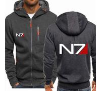 MODRYER Sweat-Shirts pour Hommes pour Mass Effect N7 Veste Softshell Coupe-Vent Sweats À Capuche Pull De Sport Manteaux À Capuche Vestes Thermiques Épaisses,Grey-XL