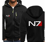 MODRYER Sweat-Shirts pour Hommes pour Mass Effect N7 Veste Softshell Coupe-Vent Sweats À Capuche Pull De Sport Manteaux À Capuche Vestes Thermiques Épaisses,Black-XXL
