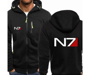 MODRYER Sweat-Shirts pour Hommes pour Mass Effect N7 Veste Softshell Coupe-Vent Sweats À Capuche Pull De Sport Manteaux À Capuche Vestes Thermiques Épaisses,Black-XXL