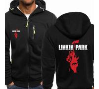MODRYER Sweats À Capuche Décontractés pour Hommes pour Linkin Park Sweat-Shirt Zippé Vestes À Manches Longues Épaisses Et Chaudes Sweat-Shirts À Capuche Veste Softshell avec Poches,Black-M
