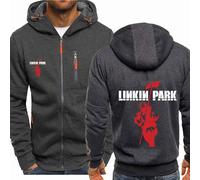 MODRYER Sweats À Capuche Décontractés pour Hommes pour Linkin Park Sweat-Shirt Zippé Vestes À Manches Longues Épaisses Et Chaudes Sweat-Shirts À Capuche Veste Softshell avec Poches,Grey-M