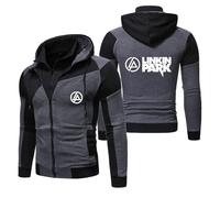 MODRYER Sweats À Capuche en Polaire pour Hommes pour Linkin Park Sweat-Shirt Zippé Veste Adultes Adolescents Pull À Capuche Chaud Vêtements De Sport À Capuche Vêtements D'extérieur,Grey-XL