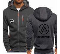 MODRYER Sweats À Capuche pour Hommes pour Linkin Park Vestes De Sport À Capuche Pull Décontracté À Fermeture Éclair Sweats À Capuche Veste Softshell D'extérieur Thermique Coupe-Vent,Grey-L