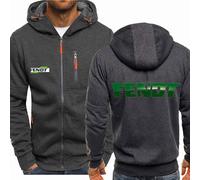 MODRYER Sweats À Capuche Zippés pour Hommes pour FENDT Sweatshirts À Capuche Veste Softshell D'extérieur Coupe-Vent À Manches Longues Manteau Chaud avec Poche,Grey-L