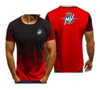 MODRYER T-Shirts À Manches Courtes Et Col Ras du Cou pour Hommes pour MV Agusta T-Shirt Athlétique Évacuant L'humidité Logo Maillot De Corps Hauts De Combinaison D'entraînement,Red-S