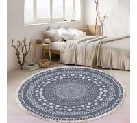 MODRYER Tapis Rond Style Tribal, Style Bohème Lavable en Machine Doux Imitation Lin, pour Les Animaux Domestiques, Parfait pour Le Salon La Chambre, Une Table Basse Ou Un Appartement, 100cm/39.4in-K