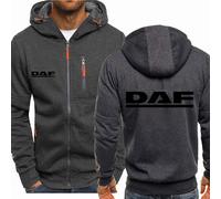 MODRYER Veste À Capuche pour Homme pour DAF Sweat À Capuche Zippé Softshell Sweat-Shirt Coupe-Vent À Capuche D'extérieur Manteaux De Sport Chauds pour Hommes,Grey-XXL