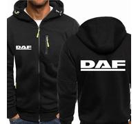 MODRYER Veste À Capuche pour Homme pour DAF Sweat À Capuche Zippé Softshell Sweat-Shirt Coupe-Vent À Capuche D'extérieur Manteaux De Sport Chauds pour Hommes,Black-XXL