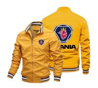 MODRYER Veste Bomber Homme pour Scania Vestes Légères Décontractées Vêtements De Sport Minces Coupe-Vent Printemps Automne en Plein Air Course Sports Manteau De Golf avec Poches,Yellow-L