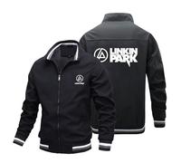 MODRYER Veste De Printemps Décontractée pour Hommes pour Linkin Park Vestes Aviateur Légères Veste De Sport Sweat-Shirt D'été Coupe-Vent Mince Vêtements D'extérieur,Black-L