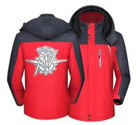 MODRYER Veste De Ski pour Homme pour MV Agusta Winter Soft Shell Coupe-Vent Coupe-Vent Imperméable Parka Imperméable Chaud Épais Polaire Manteaux avec Capuche,Red-L