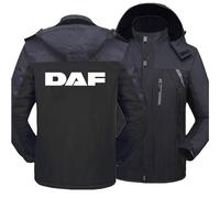 MODRYER Veste Parka Rembourrée pour Homme pour DAF Manteau d'hiver Chaud Veste Polaire Veste De Ski Imperméable À Capuche Zippée Coupe-Vent À Capuche De Montagne Épais Et Chaud,Black-XL