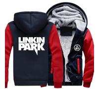 MODRYER Veste Polaire d'hiver pour Homme pour Linkin Park Sweat-Shirt À Manches Longues Zippé Vestes Décontractées D'extérieur Manteaux Épais Coupe avec Capuche,Red-3XL