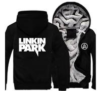 MODRYER Veste Polaire d'hiver pour Homme pour Linkin Park Sweat-Shirt À Manches Longues Zippé Vestes Décontractées D'extérieur Manteaux Épais Coupe avec Capuche,Black-XL