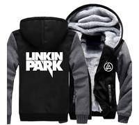 MODRYER Veste Polaire d'hiver pour Homme pour Linkin Park Sweat-Shirt À Manches Longues Zippé Vestes Décontractées D'extérieur Manteaux Épais Coupe avec Capuche,Grey-XXL