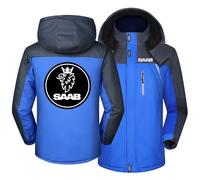 MODRYER Veste Polaire Homme pour Saab Manteau d'hiver Chaud Et Épais Coupe-Vent À Capuche Veste en Duvet Vestes De Ski Et De Neige Veste Softshell De Randonnée avec Capuche,Blue-XXL