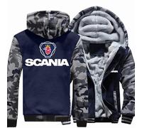MODRYER Veste Polaire pour Homme avec Fermeture Éclair Intégrale pour Scania Sweat-Shirts À Capuche Manteaux Épais Et Chauds pour l'hiver Vestes D'extérieur Douces Et Lourdes,Grey-XXL